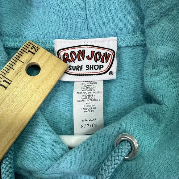 Ron Jon Surf Shop Hoodie Mens Small Blue Fleece Pullover Myrtle Beach Logo - Picture 3 of 10